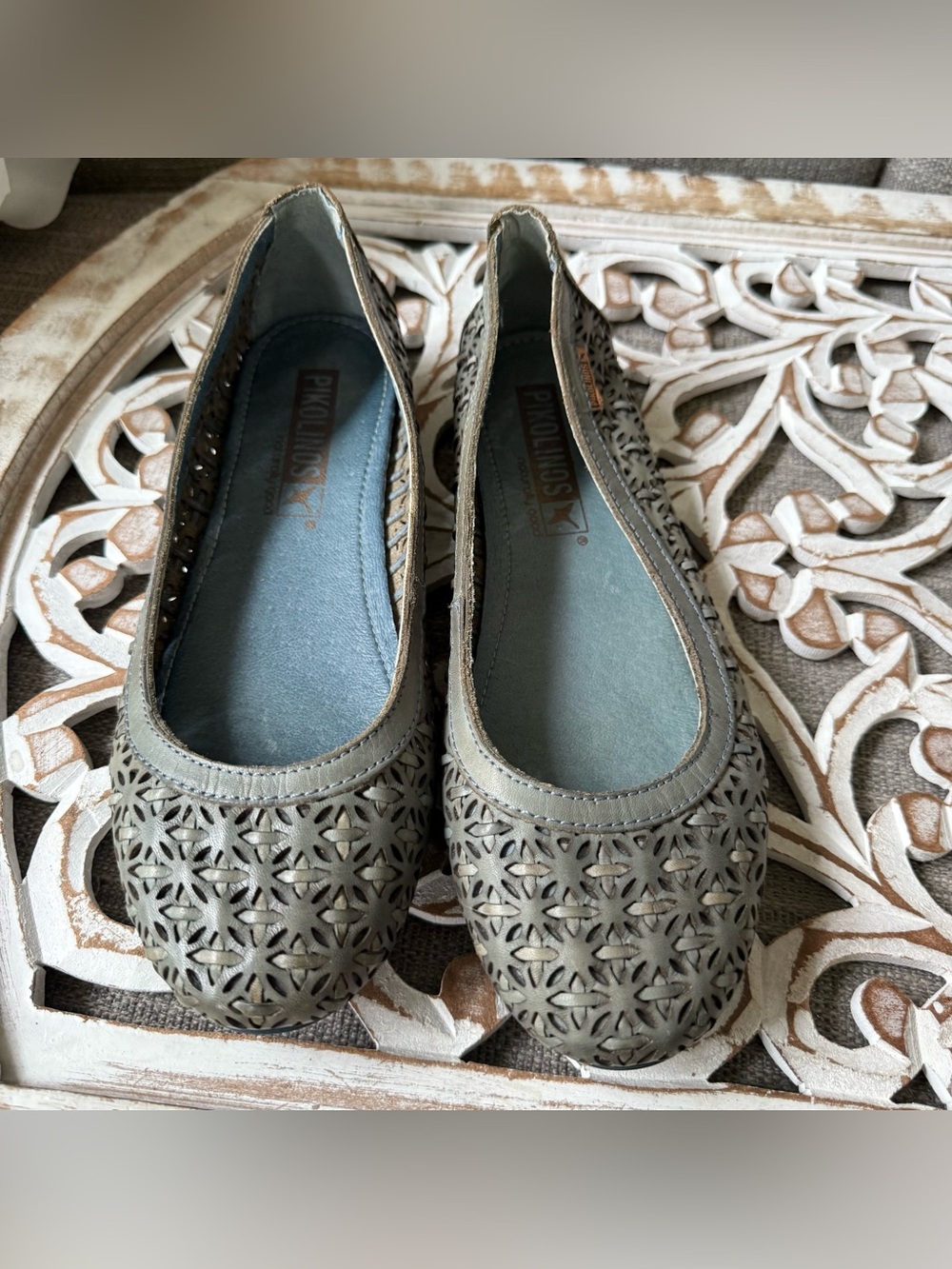PIKOLINOS Laser-Cut Leather Ballet Flats Shoes Women’s 38 8